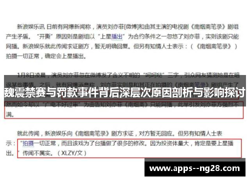 魏震禁赛与罚款事件背后深层次原因剖析与影响探讨