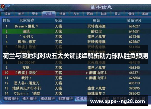 荷兰与奥地利对决五大关键战绩解析助力球队胜负预测