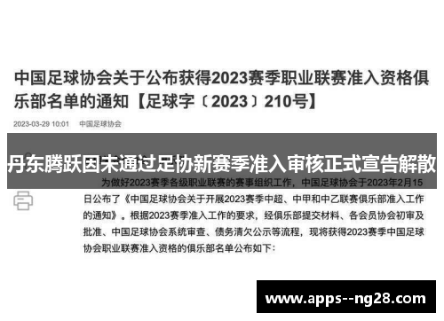 丹东腾跃因未通过足协新赛季准入审核正式宣告解散